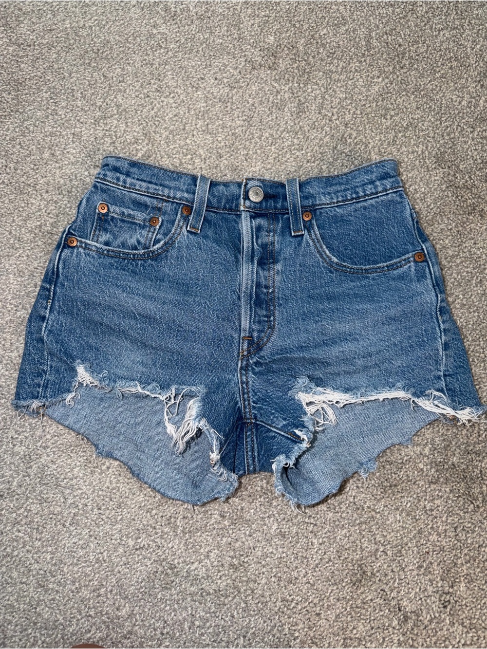 Levi's Distressed Cutoff Denim Shorts - Blue